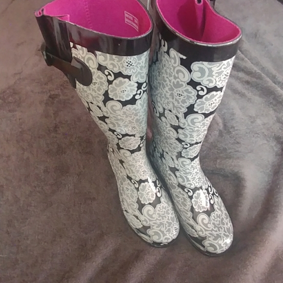 patterned rain boots